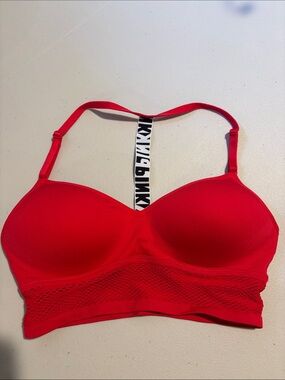 Victoria’s Secret PINK Red Bralette with Mesh Band and Logo Racerback - small